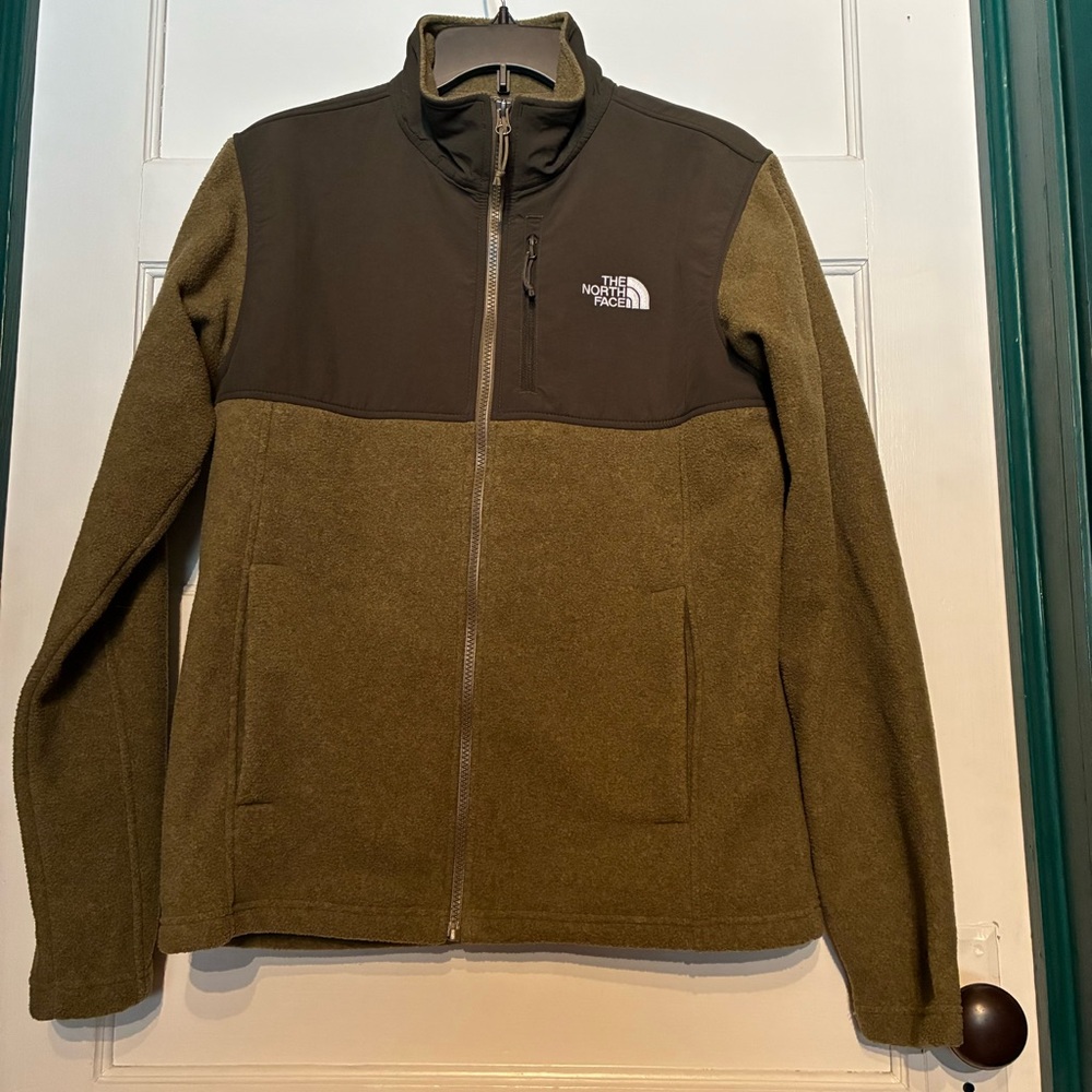 The North Face Olive Green/Gray Colorway Fleece Full Zip Jacket**